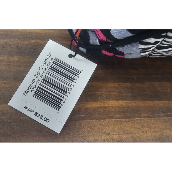 Vera Bradley Medium Zip Cosmetic Case Northern Stripes Multicolor  7"x6" NWT - Picture 9 of 16